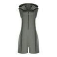 thumbnail image 4 of lcziwo Rompers for Women 2025 Comfy Athletic Workout Sweatshirt Romper Summer Sleeveless Half Zip Up Hooded Tank Jumpsuits with Pockets Sales Prime Dark Gray M, 4 of 9
