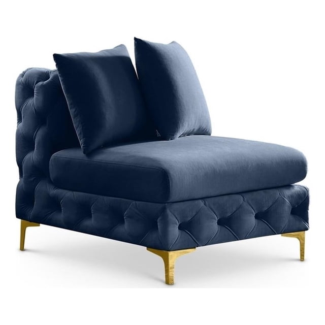 Meridian Furniture Tremblay Navy Velvet Armless Chair