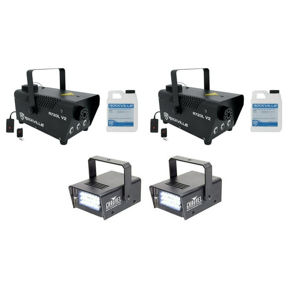 (2) Rockville R720L LED Fog/Smoke Machine (2) MINI STROBE LED (replaces CH-730)