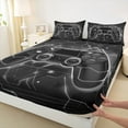 thumbnail image 3 of Feelyou Grey Games Controller Queen Sheet Sets, Abstract Stripes Flat Sheet, Teens Kids Boys Girls Queen Fitted Sheet, Microfiber Bedroom Decor, 4pcs, 3 of 7