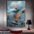 thumbnail image 3 of Mudket Light Blue and Gold Floral Canvas Wall Art, Framed Flower Print, Modern Botanical Wall Decor for Bedroom Office, Ready to Hang - 12"L x 8"W, 3 of 10