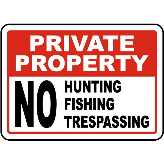 Vinyl Stickers - No Hunting Fishing Trespassing Sign 3 - Safety and Warning Warehouse Signs Stickers - 3.5" x 5" - 3 Pack