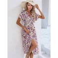 thumbnail image 5 of Jaimenalin Women'S Floral Long Dress Short Sleeve Wrap V Neck Ruffle Long Flowy Beach Dresses 109102 XL, 5 of 9