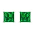 thumbnail image 3 of Clara Pucci 2Ct Emerald Princess Cut VVS1 Screw Back Stud 18k Solid hypoallergenic Gold Designer Earrings For May, 3 of 7