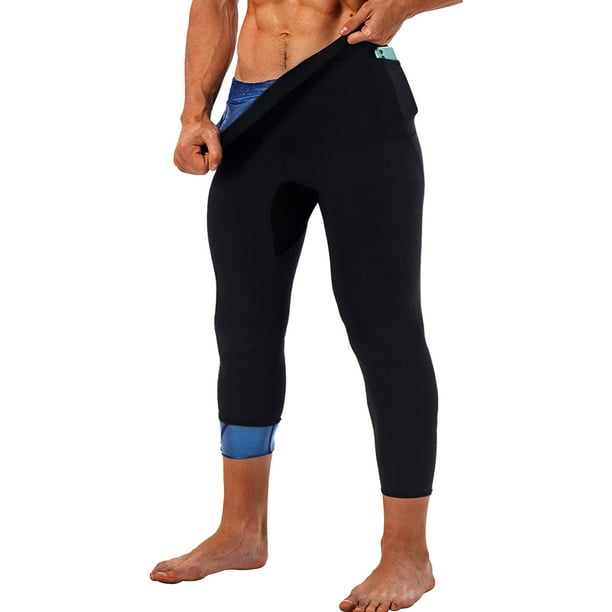 LMCOB Sauna Sweat Short Pants for Men Hot Thermo Leggings Sauna Pants  Compression Hight Waist for Gym Polymer Pants Workout Fitness Exercise Body  Shaper Sauna Suit- Mesh Crotch(BH7001-01-S) 