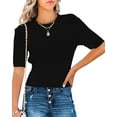 thumbnail image 1 of MURMUREY Womens Short Sleeve Sweaters Tops Crewneck Ribbed Pullover Shirt Soft Lightweight Slim Fit Knit Sweater Blouse, 1 of 4