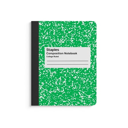 Staples Composition Notebook 7.5" x 9.75" College Ruled 100 Sheets Green/White 3/Pack ST55066CVS