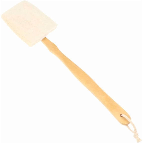 Dr.pedi Long Handle Back Scrubber, Exfoliating Body Scrub Brush with Natural Loofah on a Stick for Men and Women, Reusable Bath Brush for Smooth Skin​