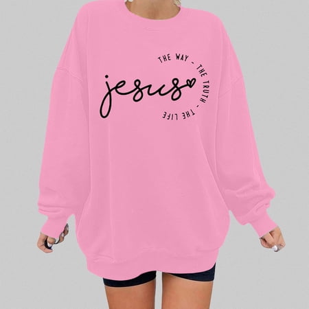 SIYUDAN Women Sweatshirt Long Sleeve Sweatshirt for Women Sweatshirt Pullover Women Pink Pullover Adult Comfort Colors Crewneck Sweatshirt Womens Fall Clothing College Wear
