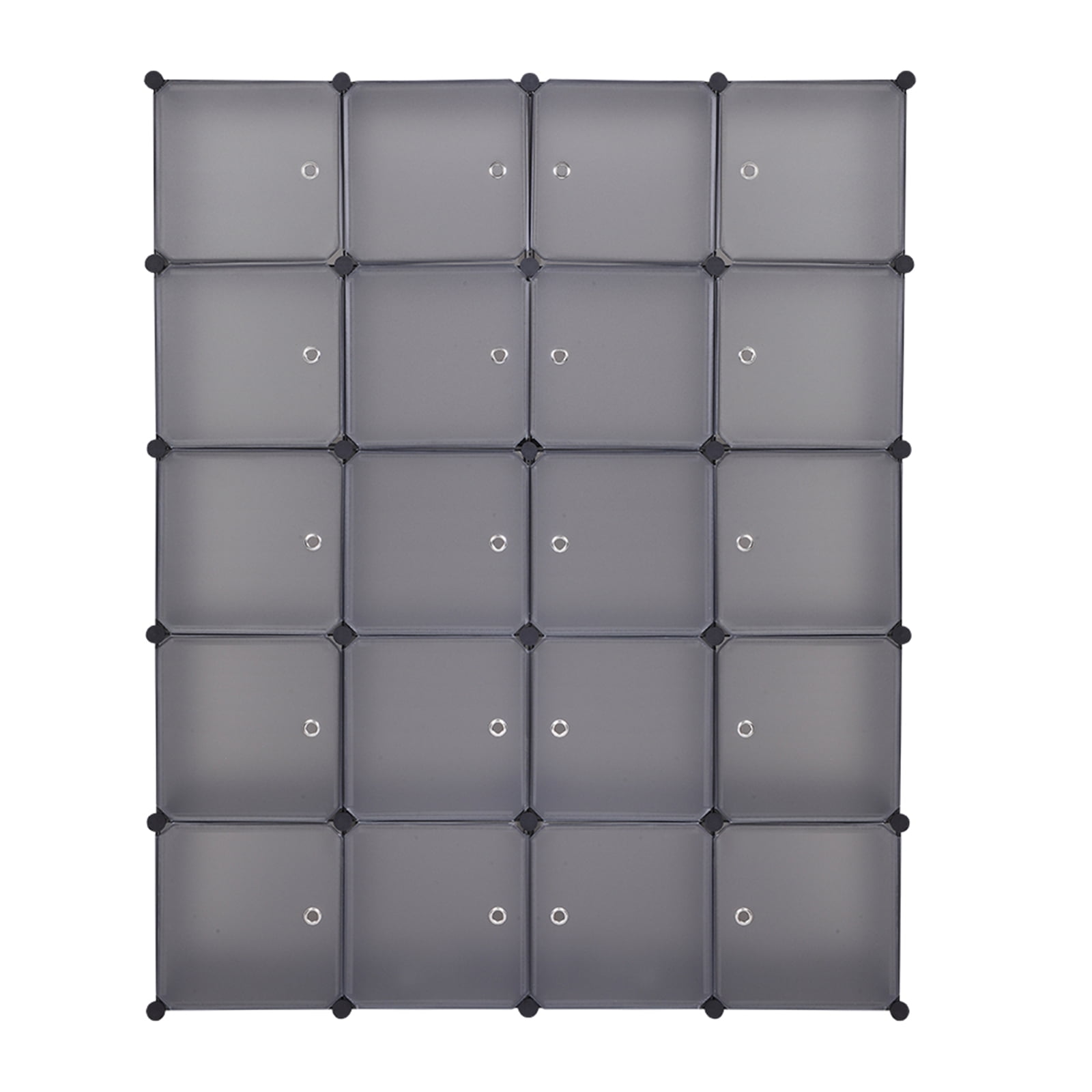 Private Jungle Plastic Closet Organizer with Doors, 20-Cube DIY Storage Cubes Organizer, Modular Storage Cabinet Book Shelf Shelving for Bedroom, Living Room, Office Gray