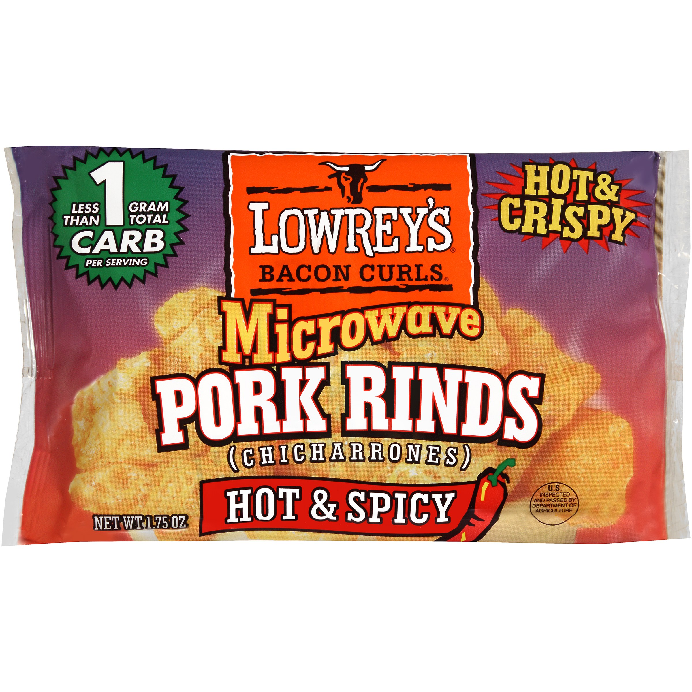 lowrey's bacon curls hot & spicy microwave pork rinds