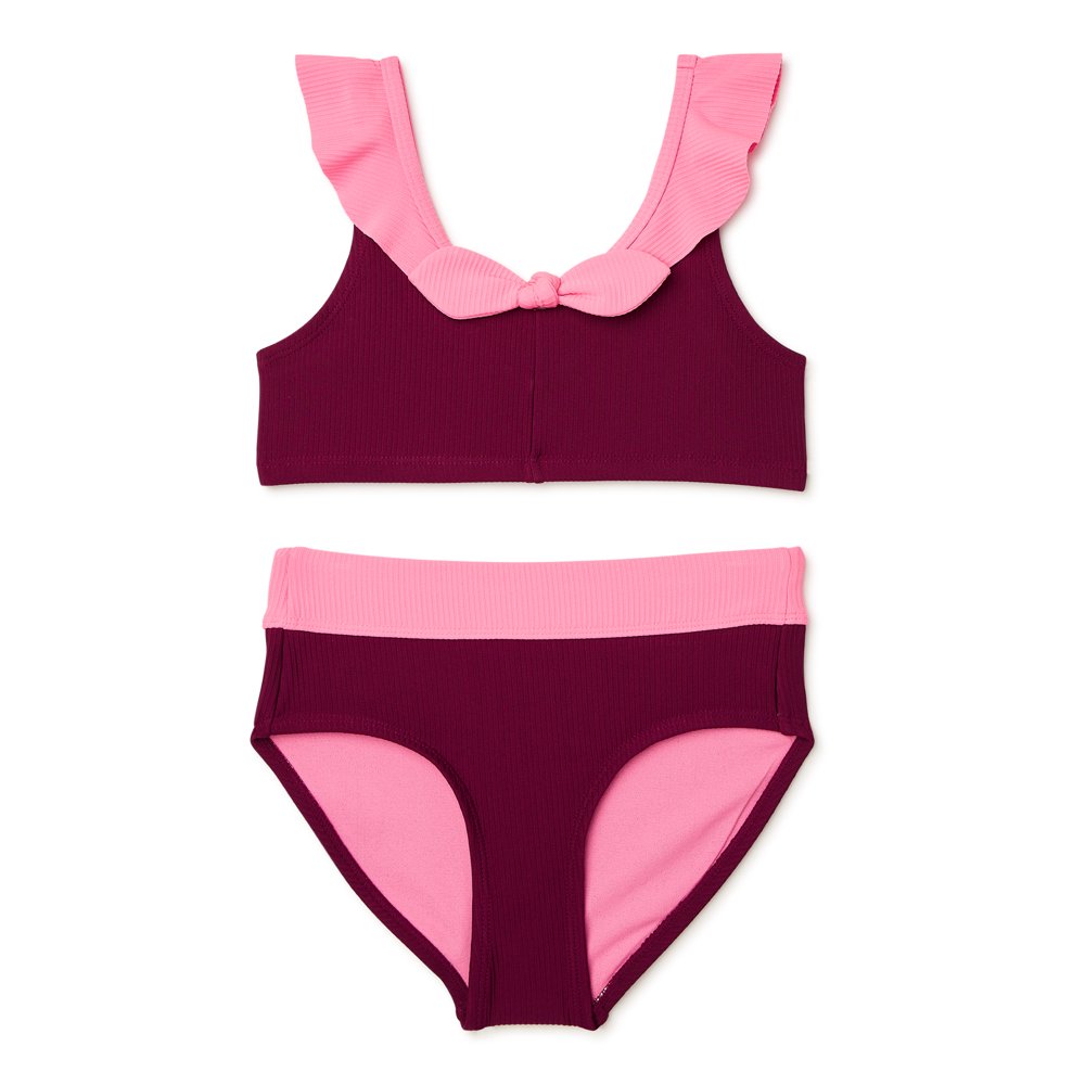 Justice Justice Girls Ruffle Two Tone Swimsuit, 2Piece, Sizes 618