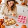 thumbnail image 4 of Fall Thanksgiving Silicone Baking Molds, 9‑Cavity Multi‑Shape Pumpkin Maple Acorn Design, Halloween Silicone Molds, for Candy Pudding Cake DIY & Holiday Party Dessert Making-Blue, 4 of 7