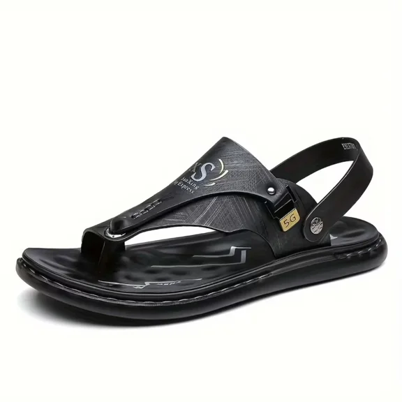 Mens Sandals Indoor and Outdoor Beach Flip Flop Casual Thong Leather Slip On Two uses Athletic Slipper Soft
