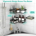 thumbnail image 2 of Flying Ideas 3Pack Corner Shower Caddy Adhesive Shower Caddy Stainless Steel Bath Organizer Rack Black, 2 of 7