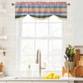 thumbnail image 4 of Geometric Bohemia Tie Up Valances Curtain, Adjustable Kitchen Stripes Blue Orange and Yellow Valances for Windows Decor, Rod Pocket Short Curtains Set for Bedroom/Bathroom, 54"x18", 4 of 9