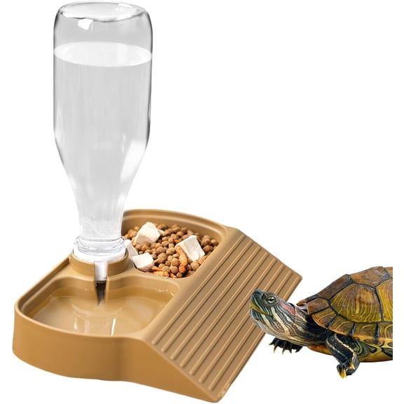 Reptile Water Dispenser & Automatic Feeder - 2-in-1 Large Capacity Food and Water Dish for Lizards, Turtles, Easy-Clean Terrarium Bowl for Indoor Reptile Habitat, Pet Feeding Supplies(RL 1 Set)