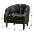 thumbnail image 6 of Black Faux Leather Barrel Accent Chairs, Set of 2 with Nailhead Trim, Modern Upholstered, 6 of 9