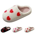thumbnail image 3 of Heart Slippers for Women Men Couples Winter Warm Fuzzy Memory Foam Indoor House Shoes Valentines' Day Gift, 3 of 5