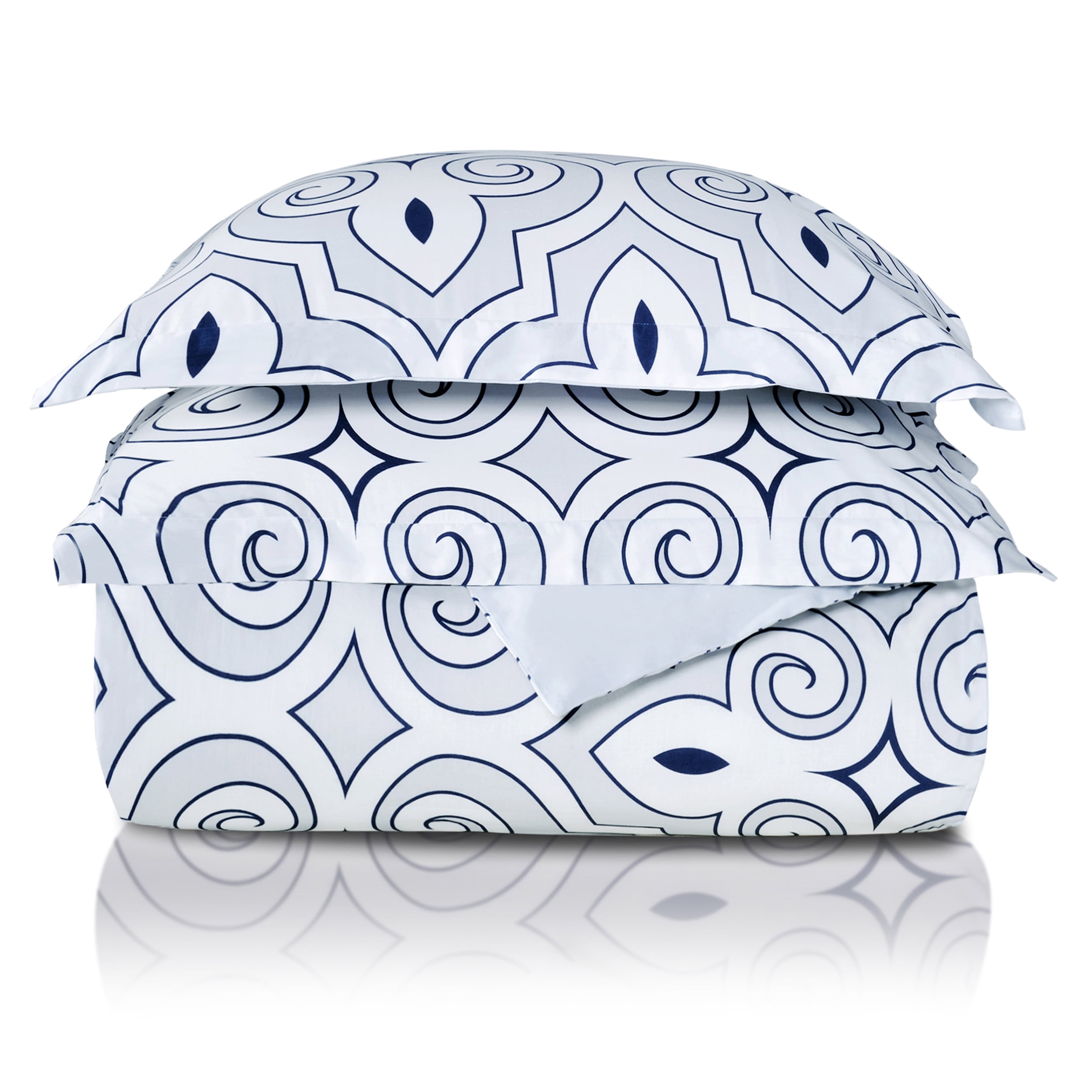 Superior Reversible Duvet Cover Set, Full/ Queen, White/ Blue