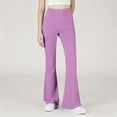 thumbnail image 4 of Eltusu Flare Leggings for Girls, Solid Color Casual Stretch Elastic Waist Tight Pants Purple Size 6-15 T, 4 of 7