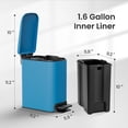 thumbnail image 5 of Cesun Bote De Basura Pequeño Para Baño Con Tapa, Pedal De Cierre Suave, Bote De Basura De Acero Inoxidable De 6 Litros/1,6 Galones Con Cubo Interior Extraíble, Acabado Antihuellas (Azul), 5 of 5