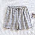 thumbnail image 5 of NOVEDAD DE VERANO 2025, pantalones cortos para parejas, pantalones de casa a cuadros 100% de algodón, pantalones de dormir grandes y sueltos finos para hombres y mujeres, 5 of 5