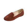 thumbnail image 3 of YHAJDS Loafer Shoes for Women Solid Color Shiny Thread Round Toe Slip On Comfort Flat Work Office Walking Shoes, 3 of 10