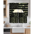 thumbnail image 2 of Green Camouflage American Flag Swag Valance and Tier Curtains 36'' Length Set, Wooden Grain Light Filtering Kitchen Curtains, Tier Curtain Valances for Bathroom/Living Room/Bedroom/Café, 2 of 6