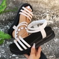 thumbnail image 5 of Xfvqtps Womens Gladiator Sandal Strap Open Toe Elastic Flatform Chunky Thick Sole Slip on Solid Color Comfortable Non Slip Breathable Walking Sandals White, 5 of 8