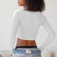 thumbnail image 4 of Blusas sexys para mujer, camisas de manga larga, blusas ajustadas de corte bajo, camisas con escote en V, blusas de otoño, XS-L, 4 of 5