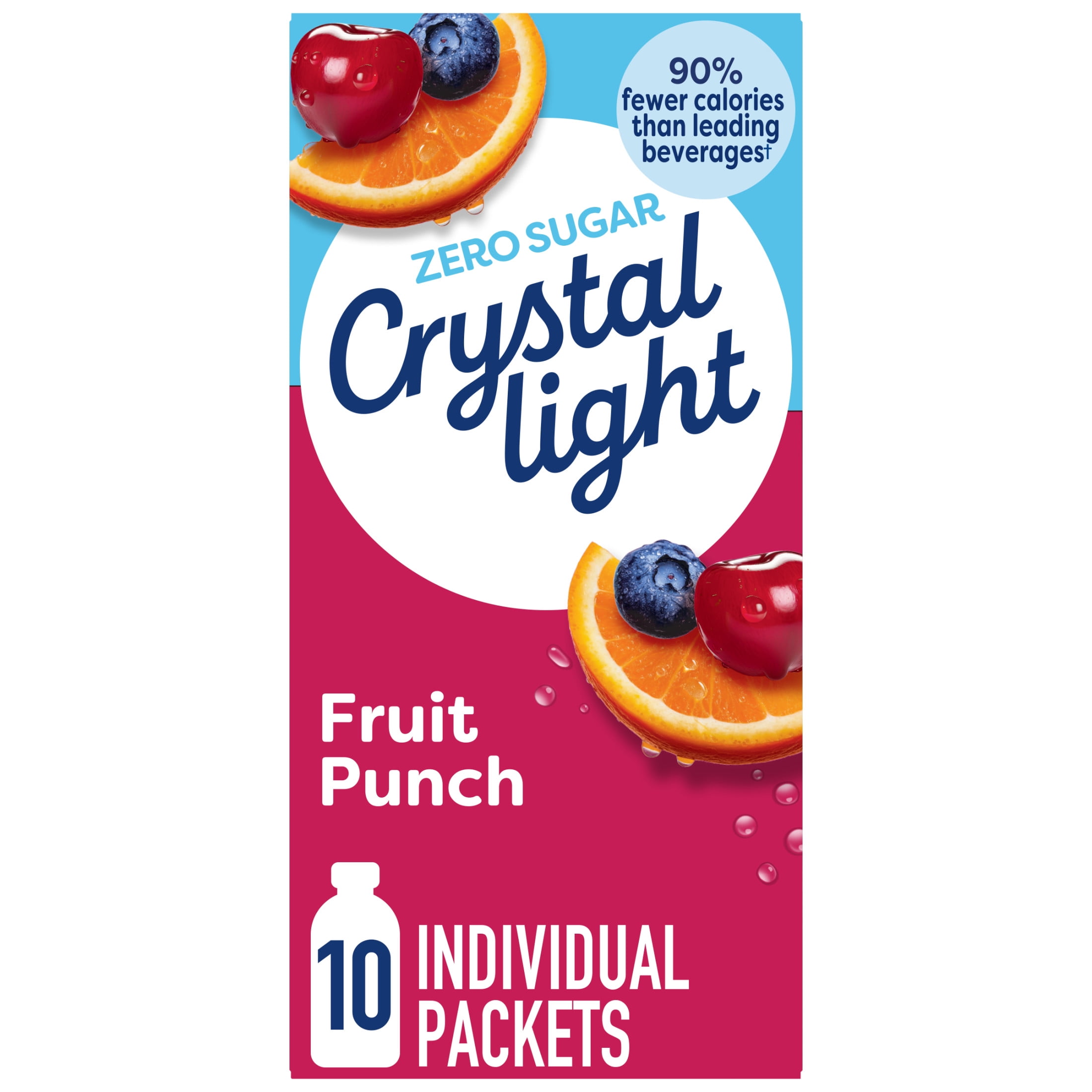 (12 pack) Crystal Light Drink Mix, 10 Packets, for Convenient On-the-Go Flavorful Hydration, Fruit Punch, artificial flavored, Zero Sugar, 0.9 oz