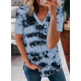 thumbnail image 2 of Womens Striped Color Block Short Sleeve Causal Blouses T Shirts Tops, 2 of 6
