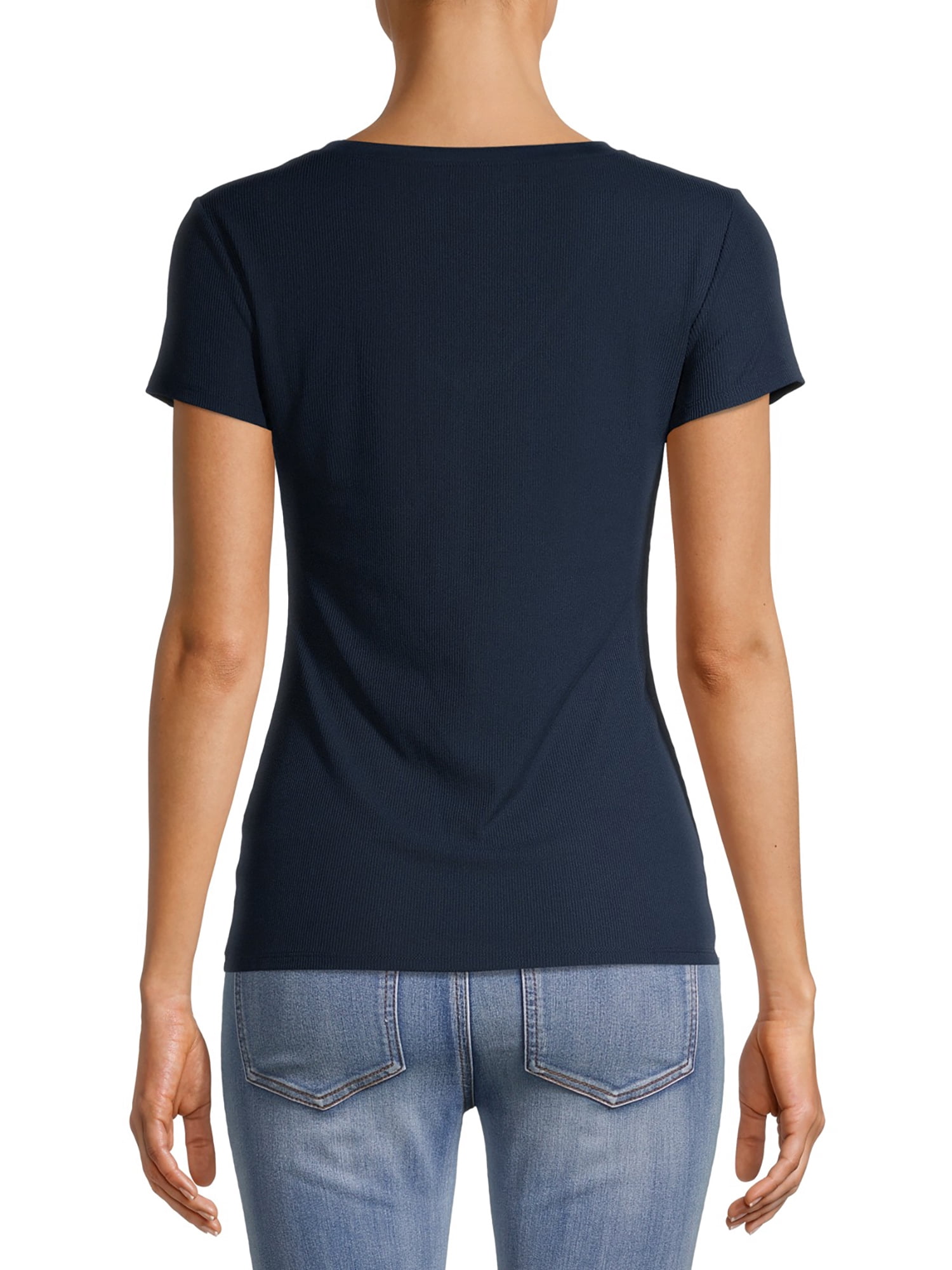 No Boundaries Juniors' Brushed V-Neck Short Sleeve T-Shirt