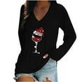 thumbnail image 1 of Camisas Navideñas Moda Mujer Casual Con Cuello en V Camiseta de Manga Larga Con Estampado Navideño Odeerbi  ODB121811, 1 of 4