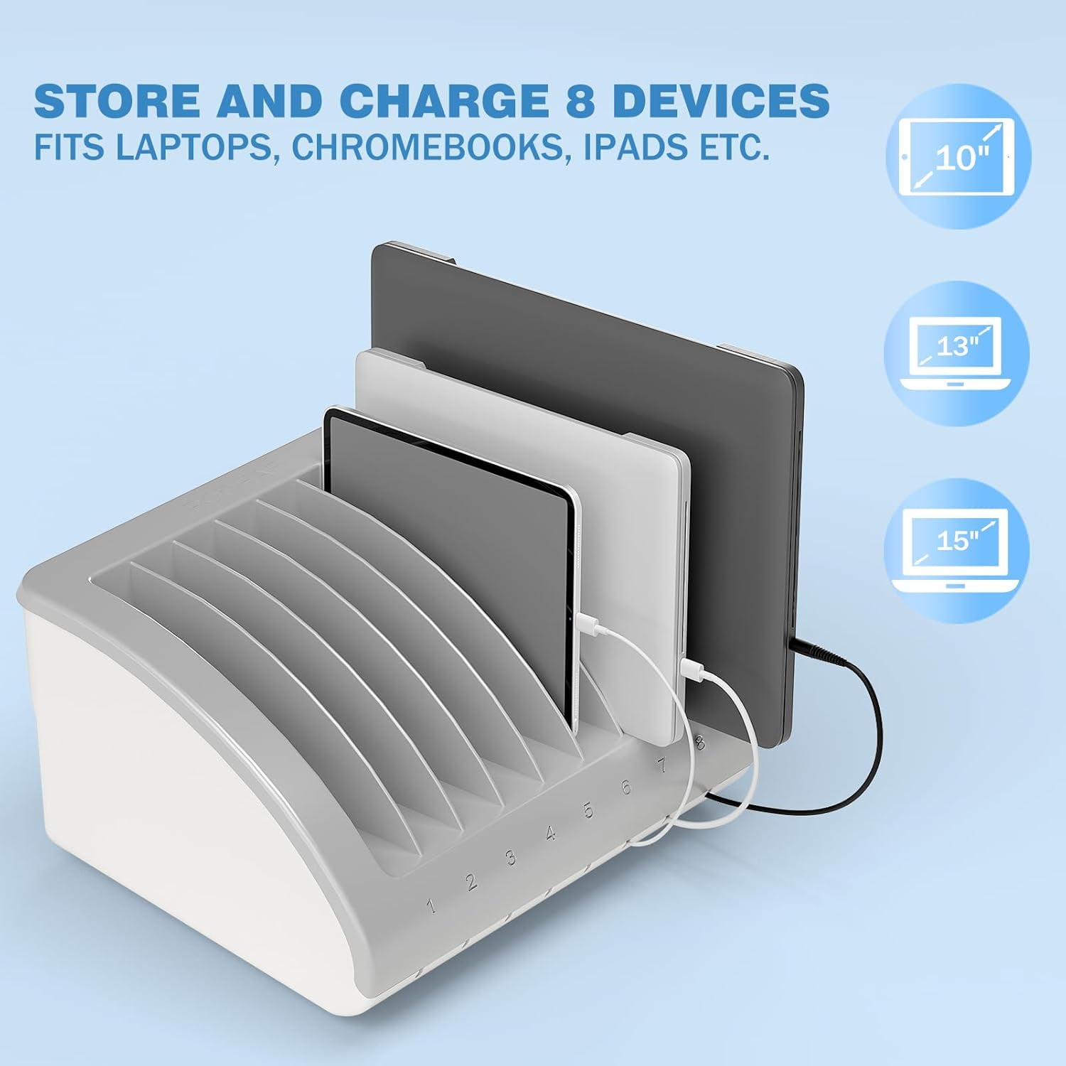 Pochar 8 Device Laptops Charging Station for Multiple Devices, Ideal for Schools Office