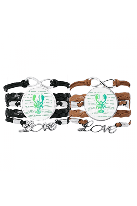 lobster claws huge art deco fashion bracelet hand strap leather wristband double set