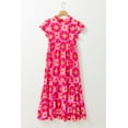 thumbnail image 4 of Women's Strawberry Pink Geo Print V-Neck Maxi Dress - [ZhiHiMeRi] | (US 12-14)L, 4 of 12