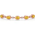 thumbnail image 3 of Gem Stone King 18K Rose Gold Plated Silver Yellow Citrine and Moissanite Tennis Bracelet for Women | 3.75 Cttw | Gemstone November Birthstone | Oval 7X5MM | Fully Adjustable 10 inch, 3 of 6