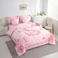 thumbnail image 3 of Castle Fairy Alphabet Rose 7-Piece Bedding Comforter Set,Flower Butterfly King Bedding Sets,Animal Swan Ultra Soft Bed Sheets,Lightweight Initial Room Decor,Reversible, 3 of 8