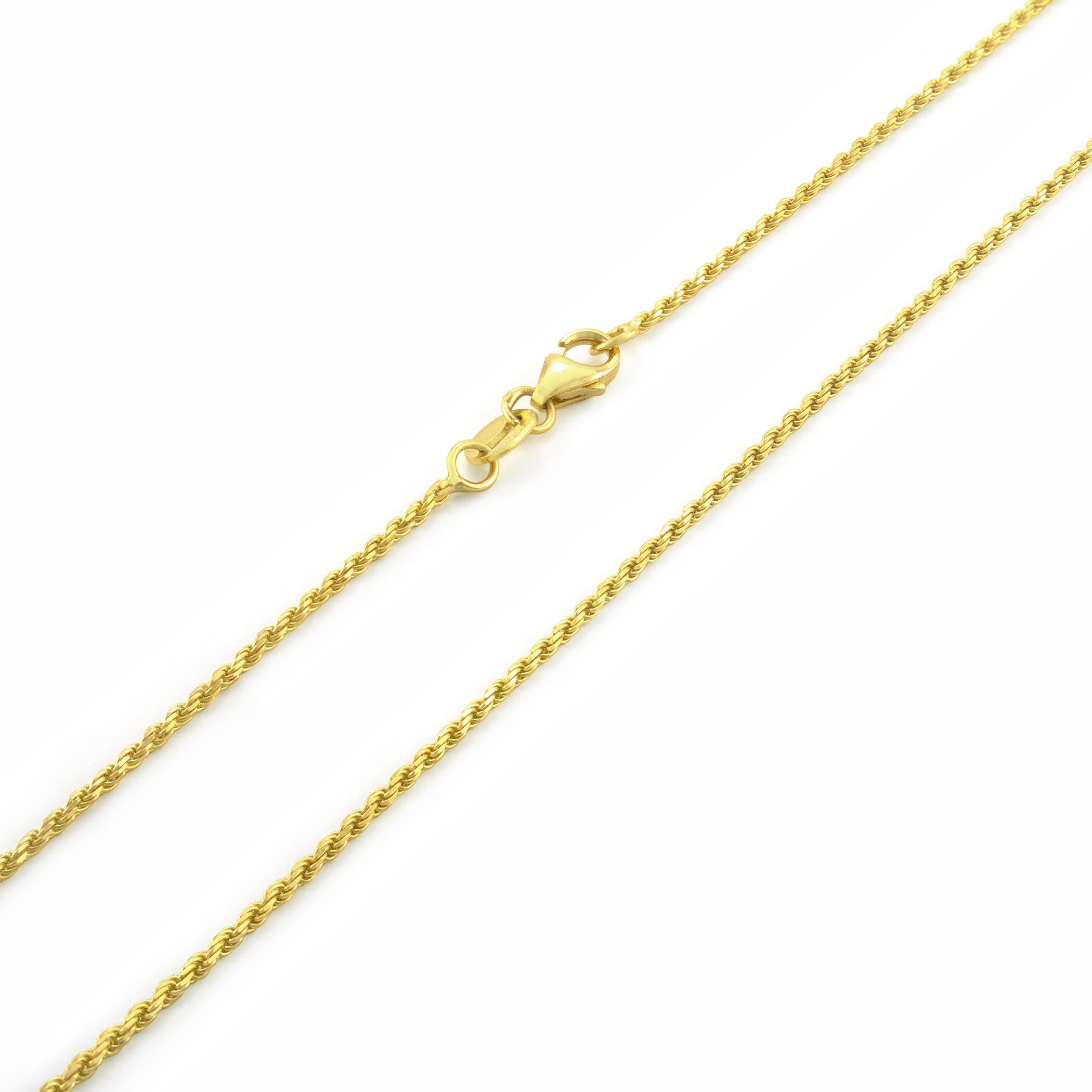 Nuragold - 14k Yellow Gold Solid 1mm Thin Rope Chain Pendant Necklace ...