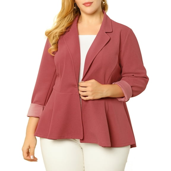 Agnes Orinda Women's Plus Size Modern Fit Workwear Fashion Peplum Tunic Blazers