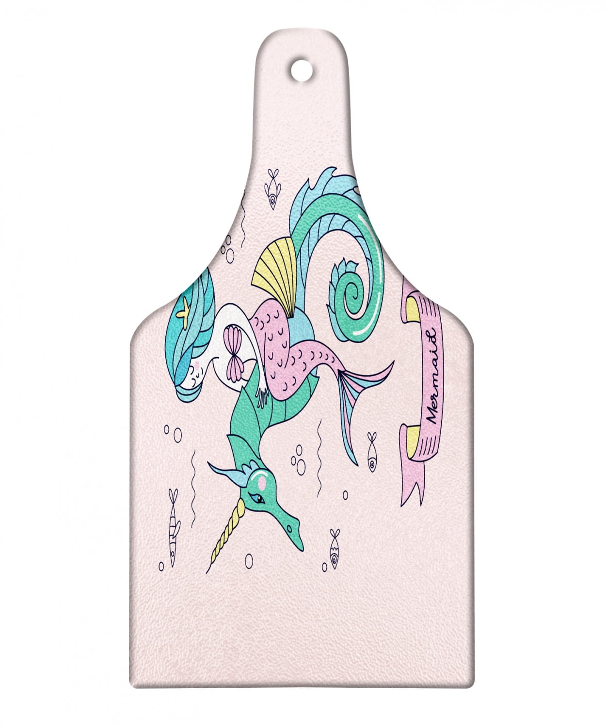 Mermaid Cutting Board, Nursery Cartoon Design Creature on Seahorse
