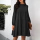 thumbnail image 5 of Vestido de blusa de manga larga con cuello redondo de color sólido para mujer Pompotops  hdfakjf4235, 5 of 5
