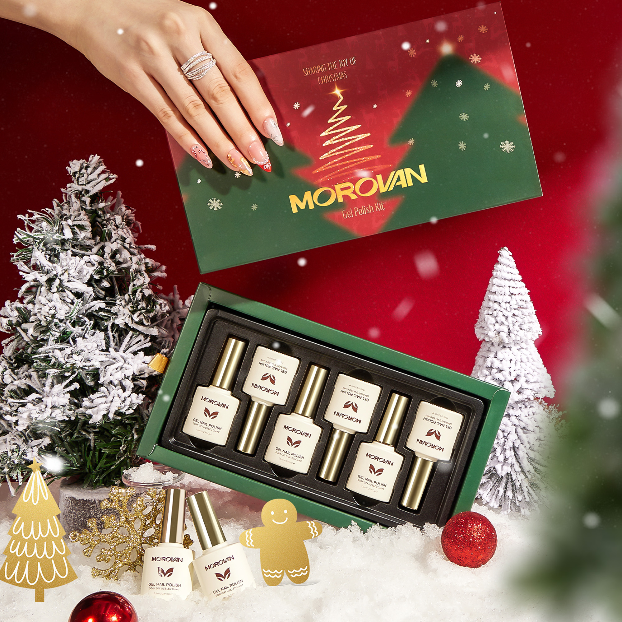 Morovan Christmas Gel Polish Set 6 Colors Red & Green photo 5