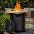thumbnail image 2 of 30" Propane Fire Pit Table, SHINPT 50000 BTU Outdoor Fire Pit with Lid and Lava Rock, Outdoor Fire Table for Backyard, Garden, Gas Fire Pit for Outside, Patio, Add Ambience to Gatherings, 2 of 9