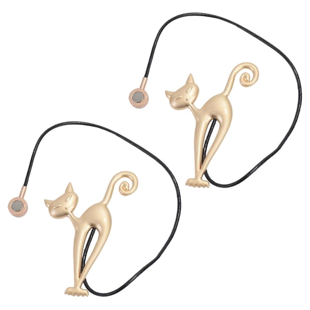 2 ganchos para sujetar cortinas con forma de gato, accesorios para sujetar cortinas. dorado