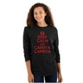 thumbnail image 3 of Keep Calm Carry A Camera Photographer Plus Size Long Sleeve Graphic Tee Shirt Brisco Brands 2X, 3 of 5