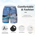 thumbnail image 5 of Haiem Lighthouse in Havana Mens Swim Trunks with Compression Liner 2 in 1 Swimming Shorts Stretch Swimwear Quick Dry,Board Shorts-XX-Large, 5 of 9