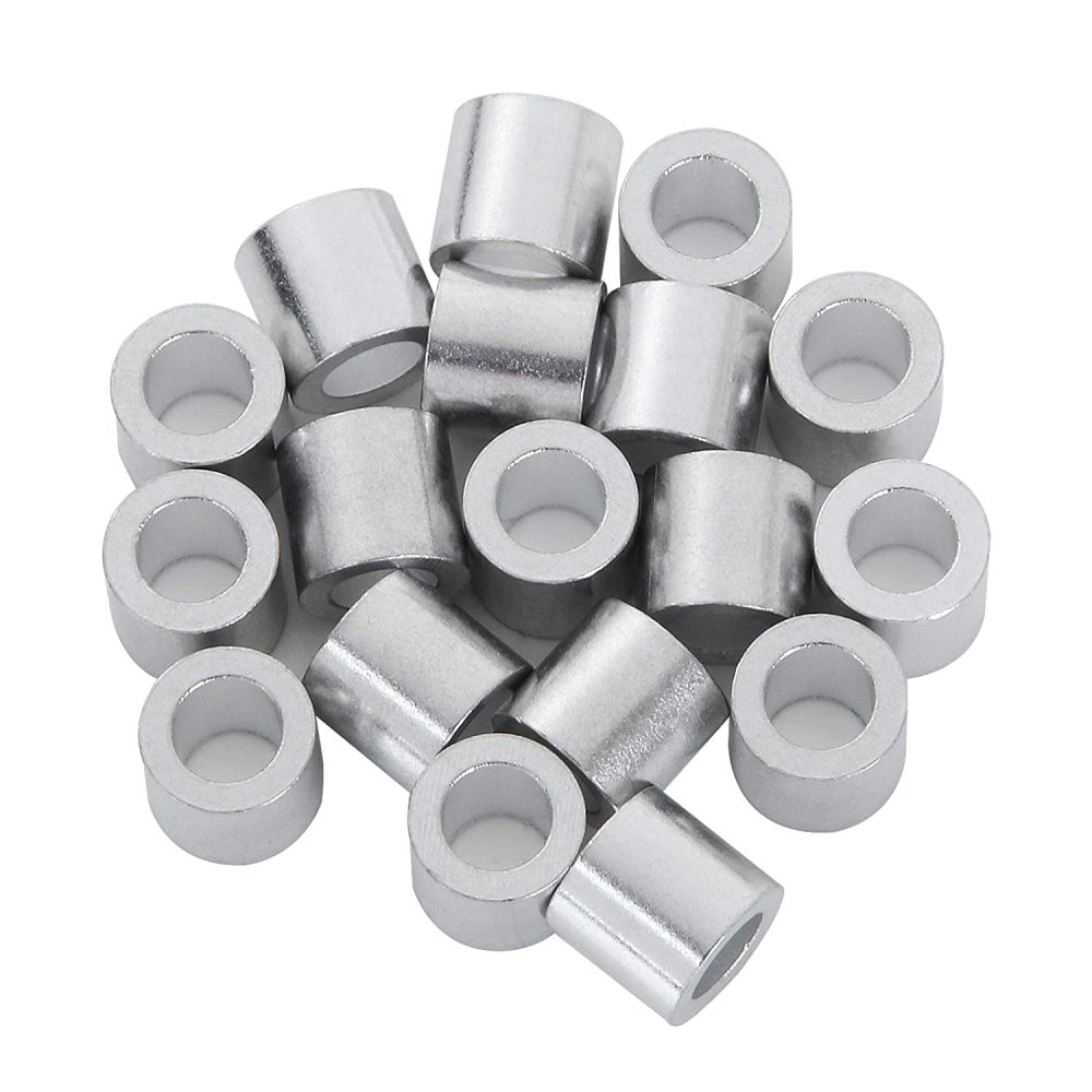 FULenQnu 200PCS Aluminum Crimping Loop Sleeve 14 Inch Wire Rope Stop Sleeve Cable Ferrules for